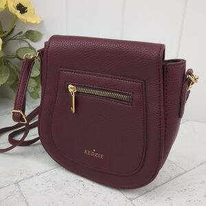 Kedzie Camden Mini Messenger Crossbody Bag Vegan Leather Purse Wine Burgundy